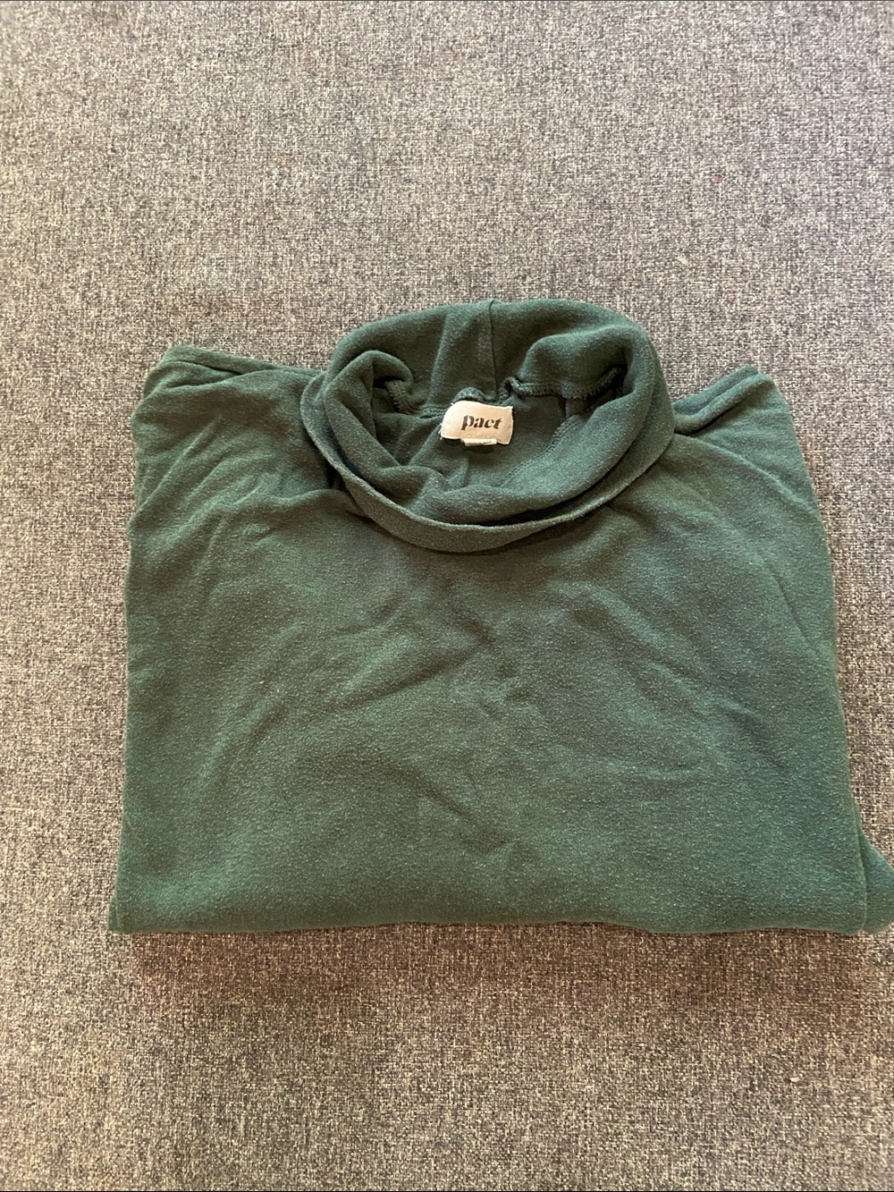 Pact Women’s Dark Green Turtleneck Sweater organic cotton size L